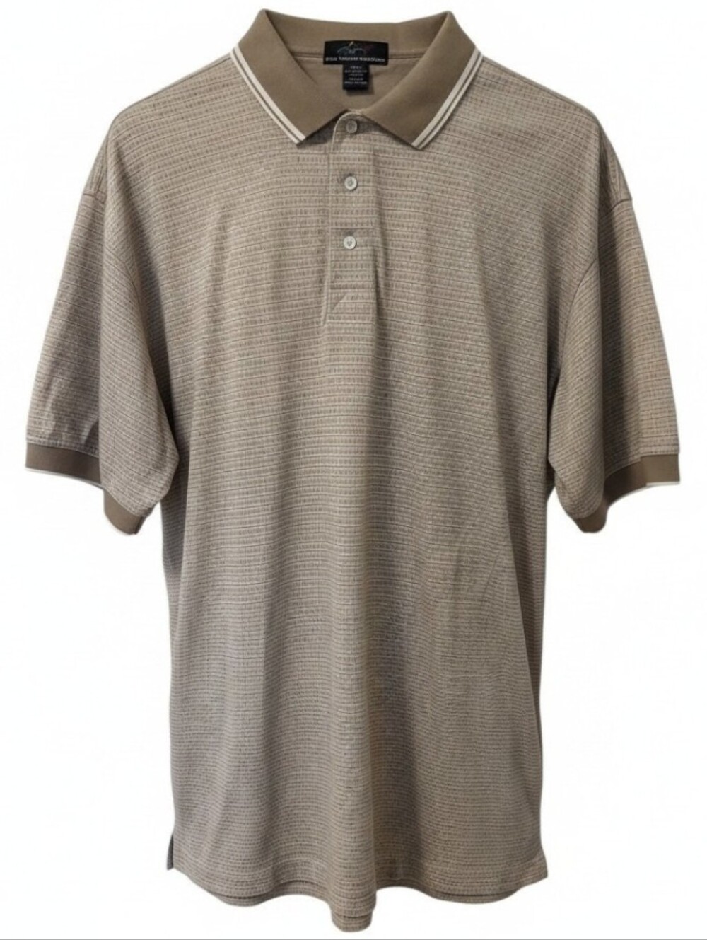 Greg Norman Collection Men’s 3XL Polo Shirt Tan Brown Striped Mercerized Cotton